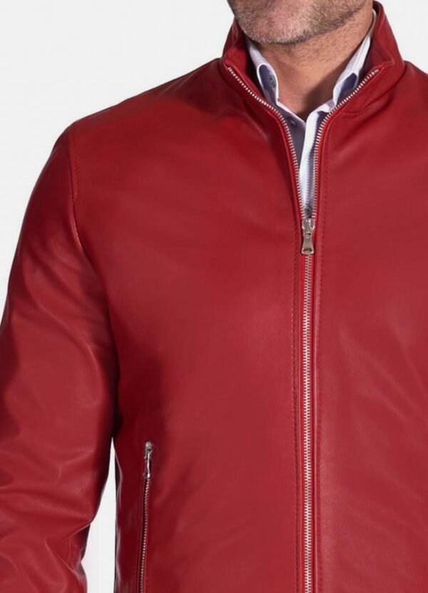 Mens Authentic Red Bomber Leather Jacket Sale