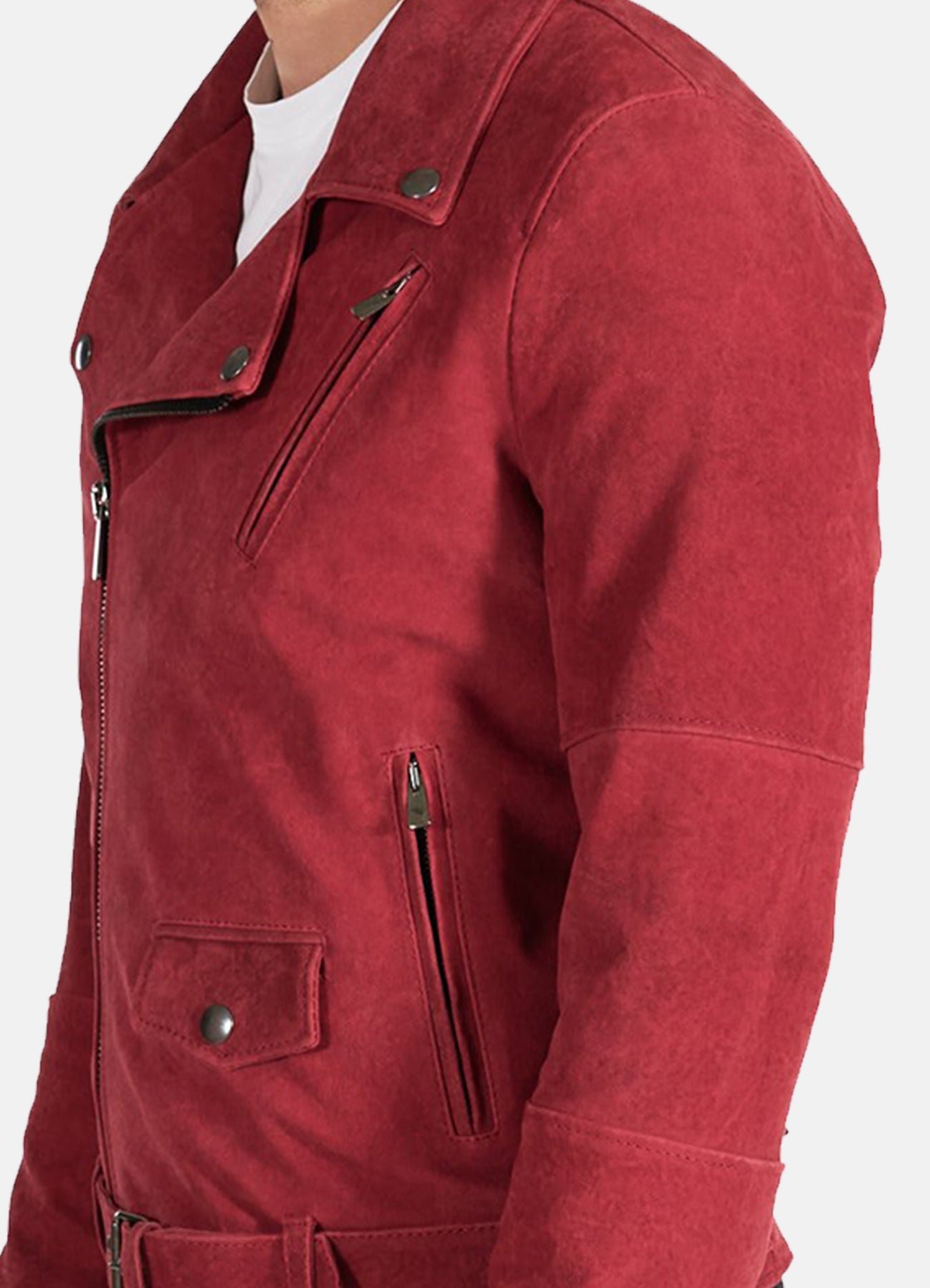Mens Burgendy Red Suede Leather Jacket Sale