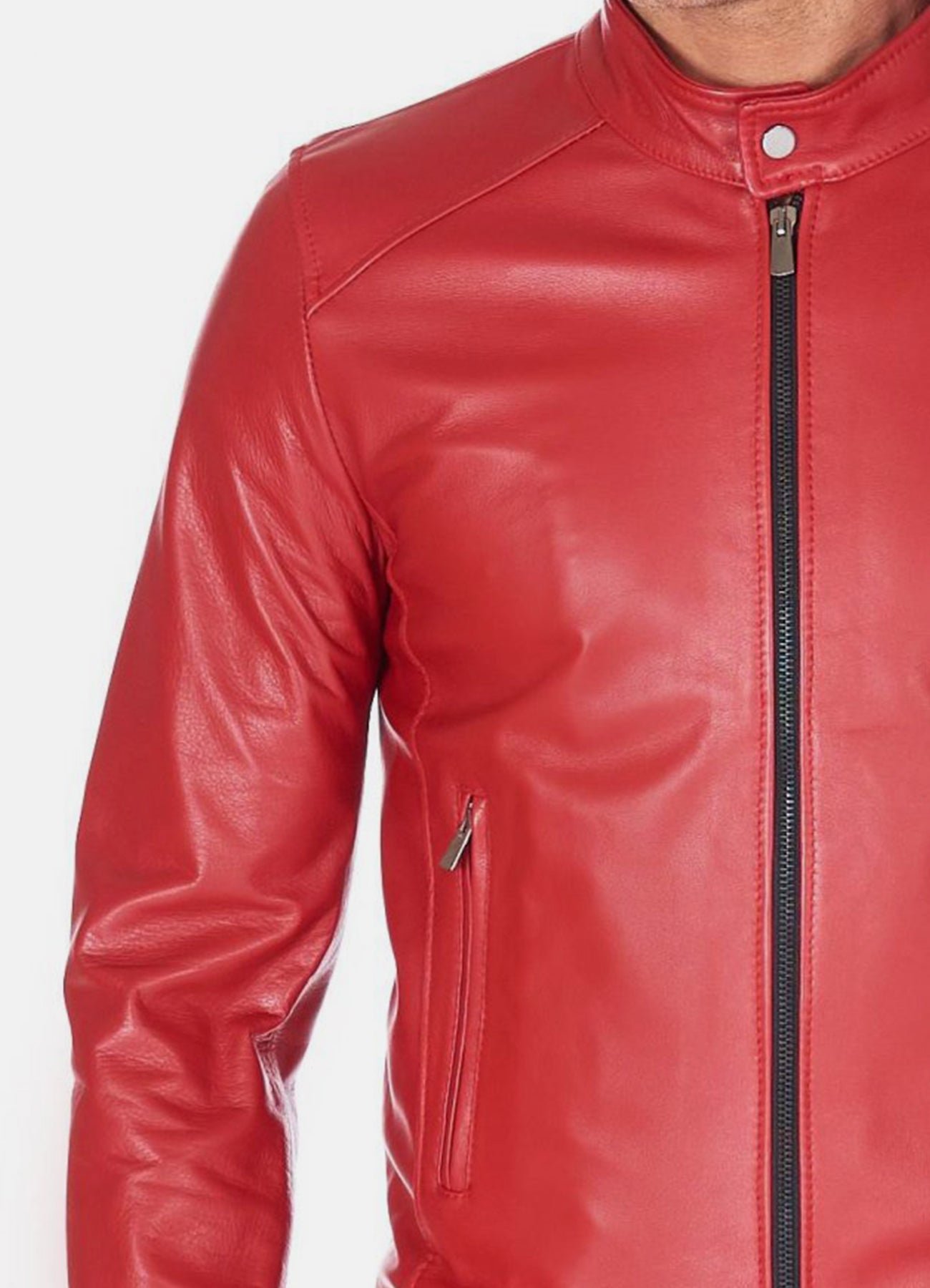 Mens Premium Red Biker Leather Jacket Sale