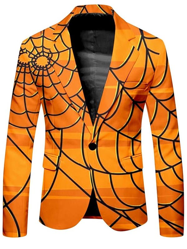 Orange Spider Web Printed Suit