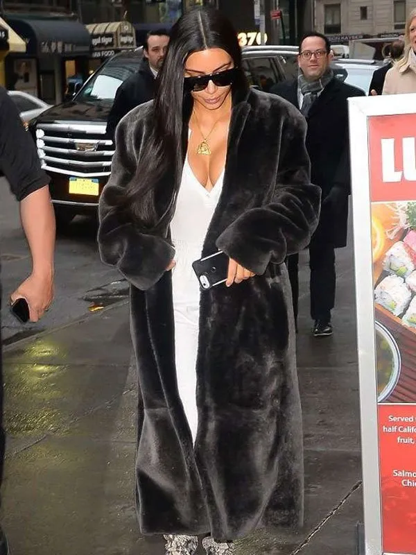 Kim Kardashian NYC Street Style Black Trench Coat