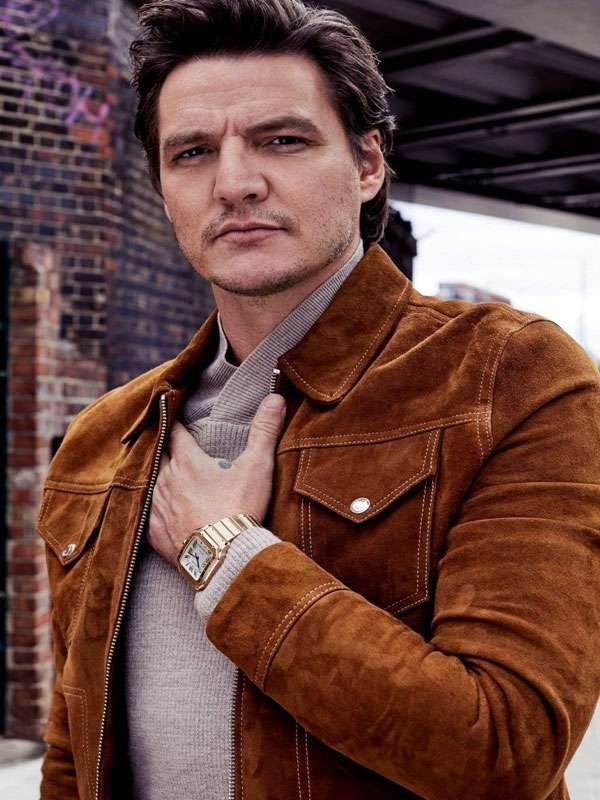 Pedro Pascal Brown Suede Leather Jacket