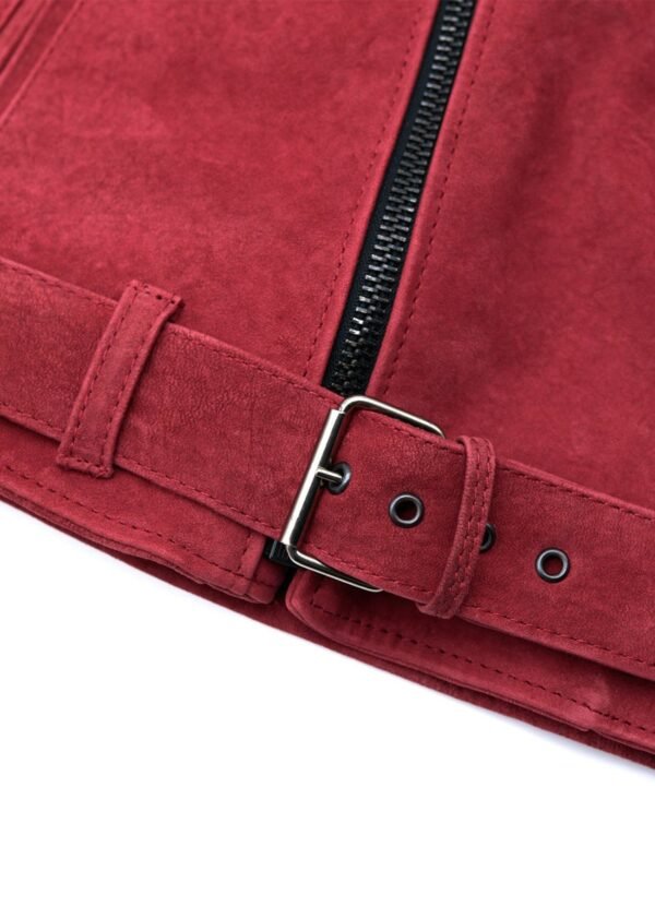 Mens Bright Red Suede Leather Jacket Sale