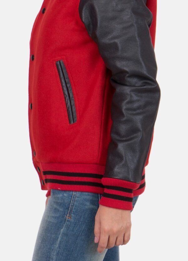 Womens Exclusive Red and Black Varsity Jacket Sale
