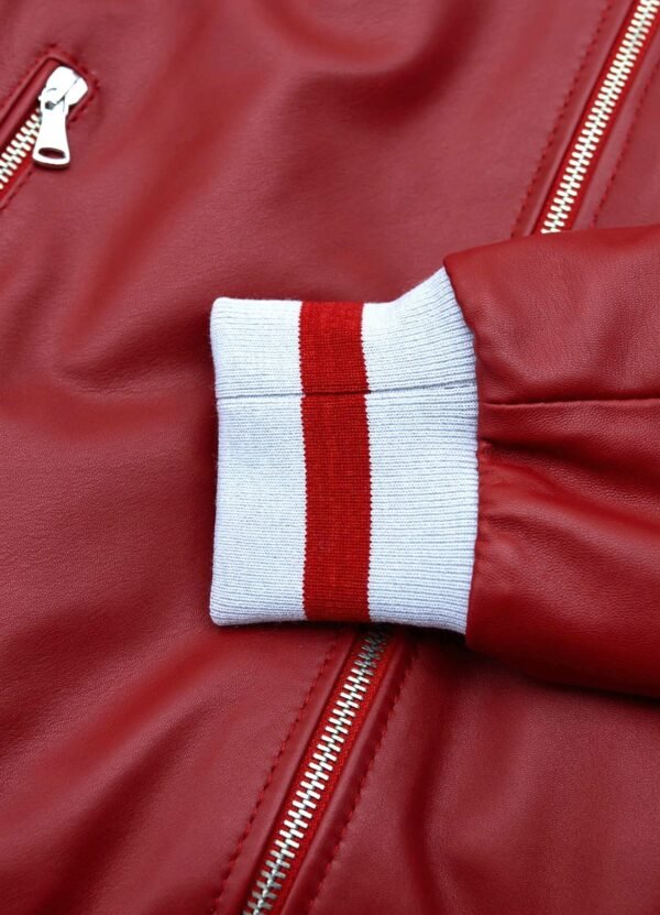 Mens Authentic Red Bomber Leather Jacket Sale