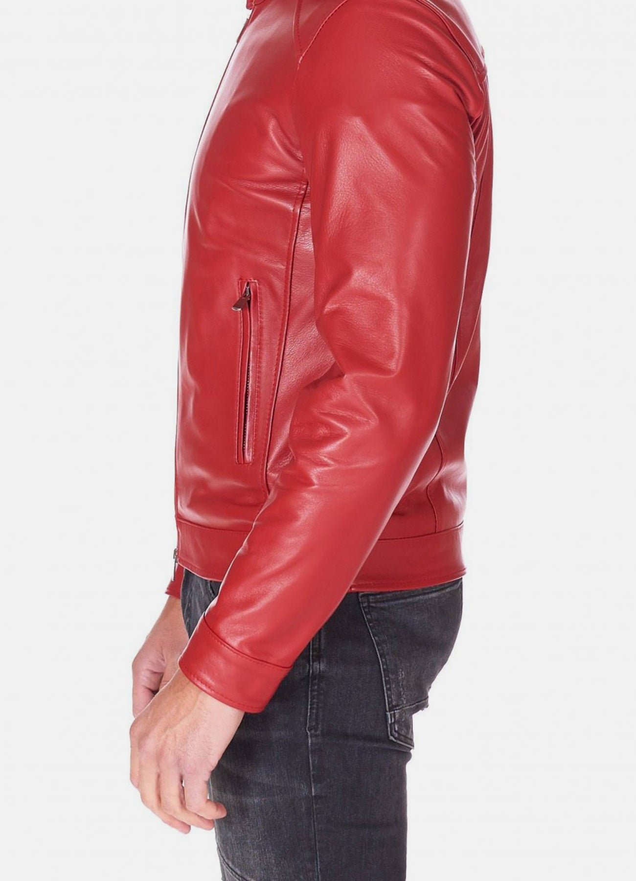 Mens Premium Red Biker Leather Jacket Sale