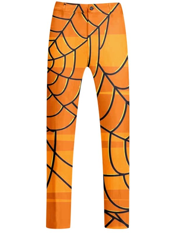 Orange Spider Web Printed Suit