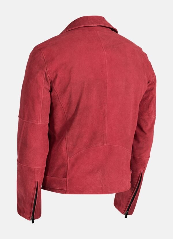 Mens Bright Red Suede Leather Jacket Sale