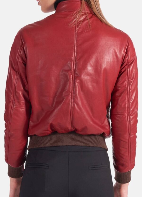 Womens Soft Red Bomber Leather Jacket Sale