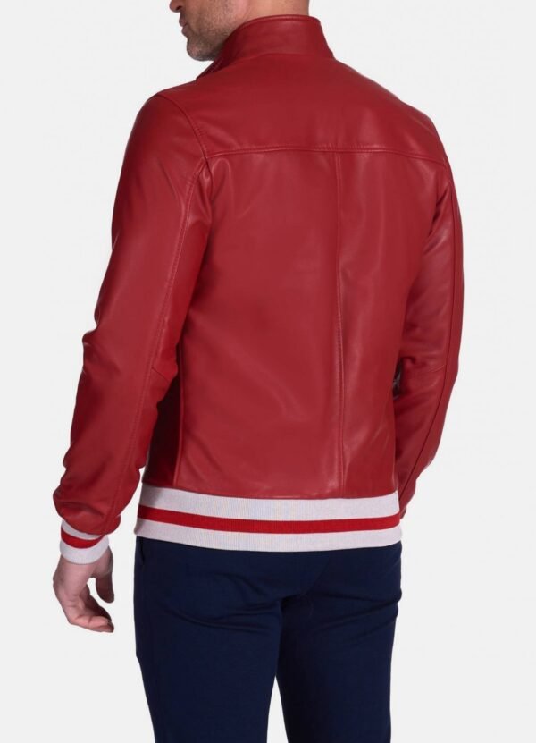 Mens Authentic Red Bomber Leather Jacket Sale