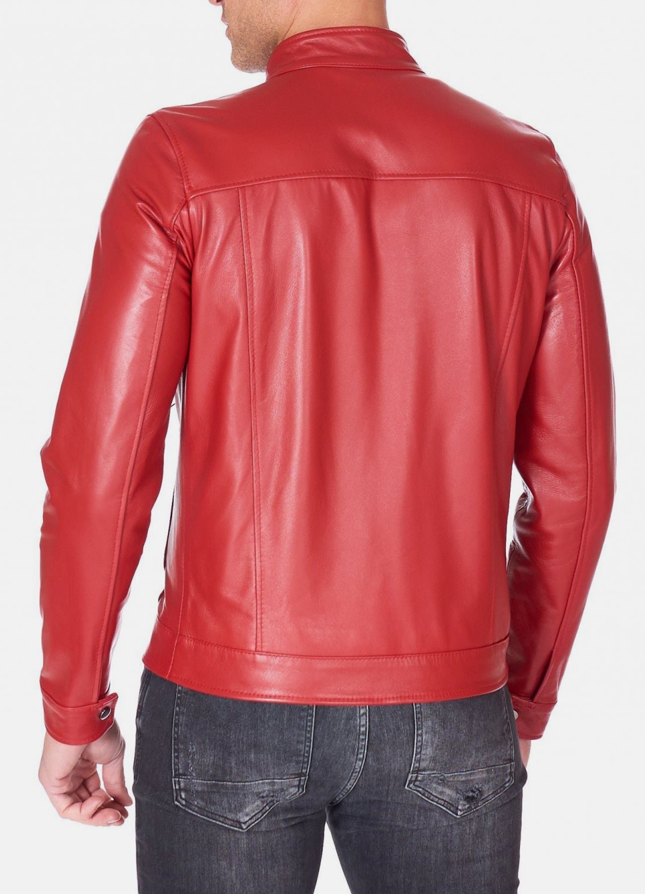 Mens Premium Red Biker Leather Jacket Sale