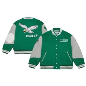 Philadelphia Eagles Mitchell & Ness Kelly Green Varsity Team Full-Snap Jacket