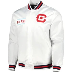MLS Chicago Fire FC White Satin Jacket