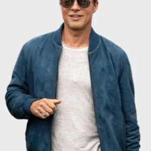 Brad Pitt F1 Blue Bomber Leather Jacket