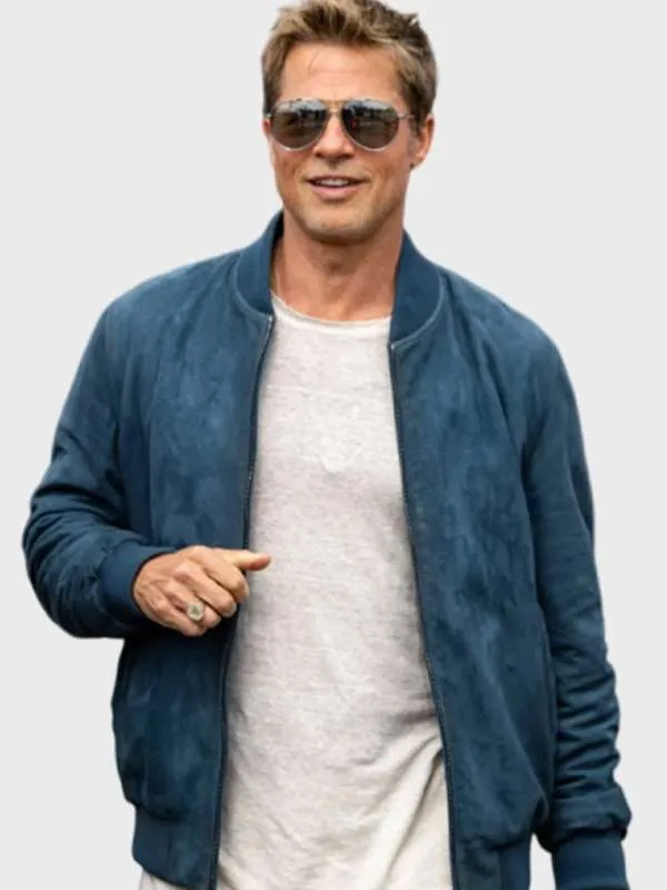 Brad Pitt F1 Blue Bomber Leather Jacket