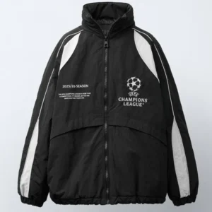 UEFA Champions League 2025 Black Hooded Jacket
