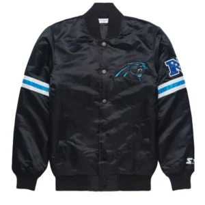 Carolina Panthers Black Satin Varsity Jacket