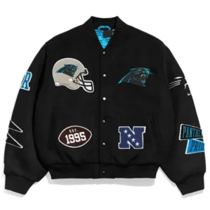 NFL Carolina Panthers Pennant Black Wool Jacket