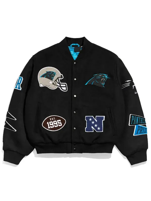 NFL Carolina Panthers Pennant Black Wool Jacket