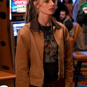 Samara Weaving Eenie Meanie Brown Cotton Jacket