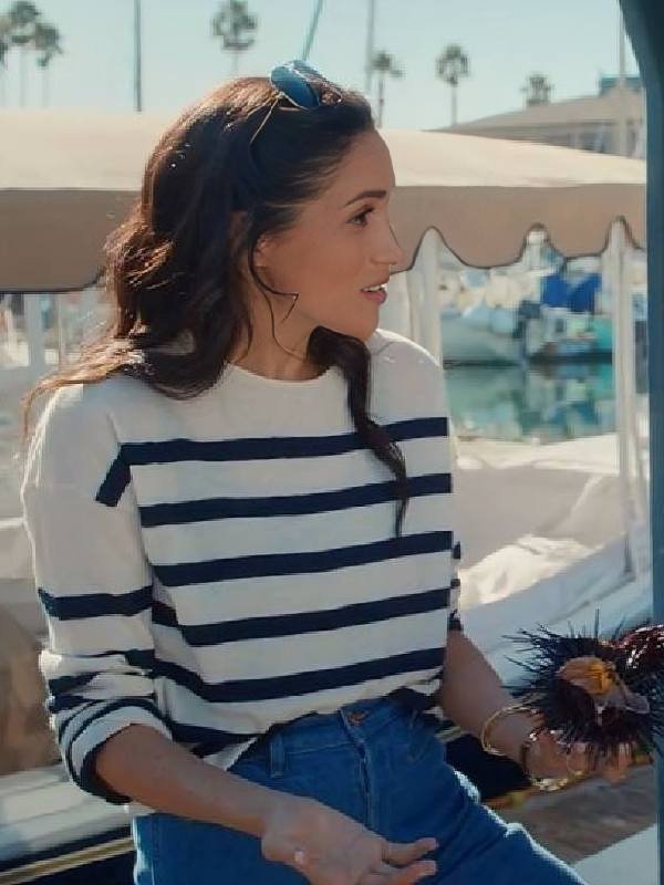 With Love Meghan S02 Meghan Markle White Striped Top