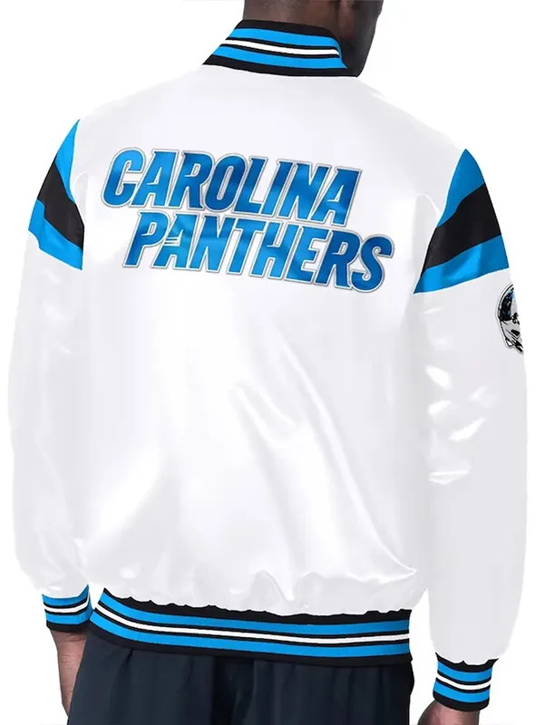 NFL Carolina Panthers White Satin Varsity Jacket