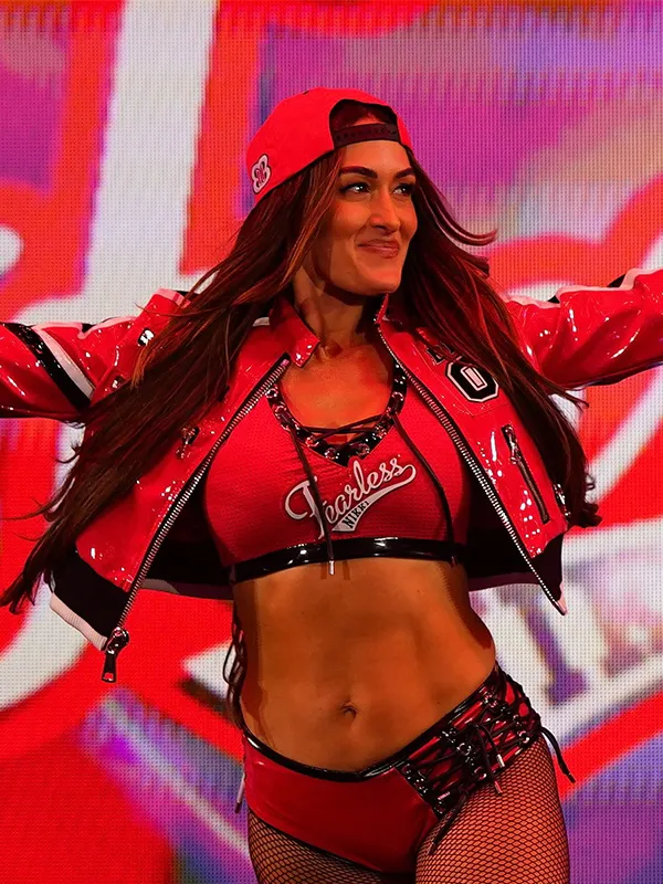 WWE Nikki Bella Red Cropped Leather Jacket
