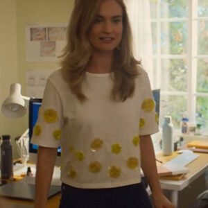 Swiped Lily James Floral White Top