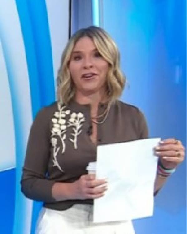 The Today Show Jenna Bush Hager Brown Floral Cardigan