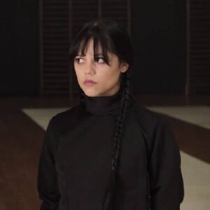 Wednesday Jenna Ortega Neck Cropped Black Shirt