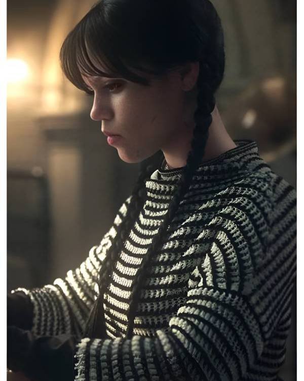 Wednesday S02 Jenna Ortega Striped Sweater