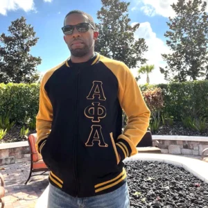 Alpha Phi Alpha Black Varsity Fleece Jacket