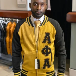 Alpha Phi Alpha Old Gold Varsity Jacket
