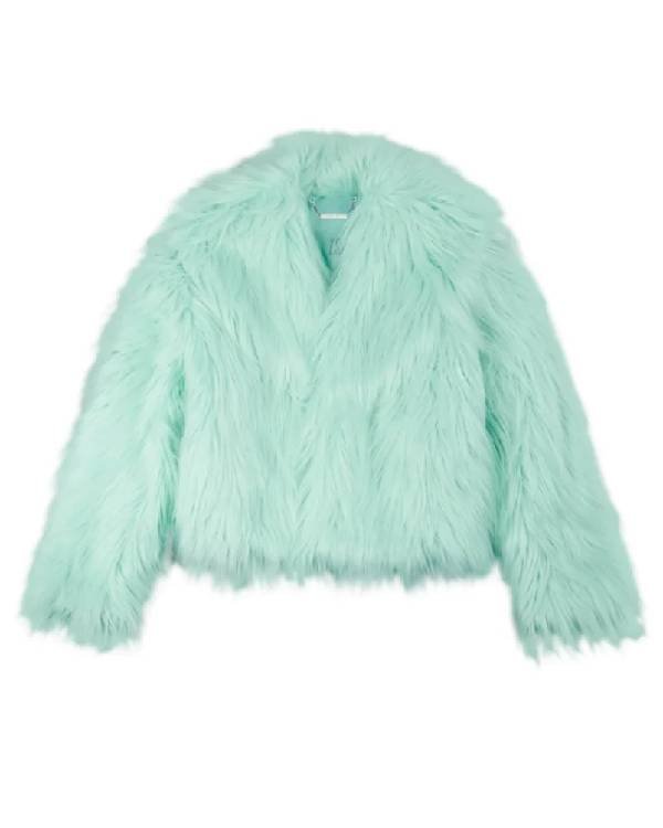 The Life Of A Showgirl Mint Faux Fur Coat