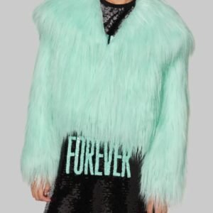 The Life Of A Showgirl Mint Faux Fur Coat