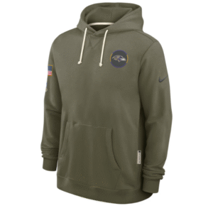 Baltimore Ravens NFL Salute to Service 2025 Olive Green Hoodie