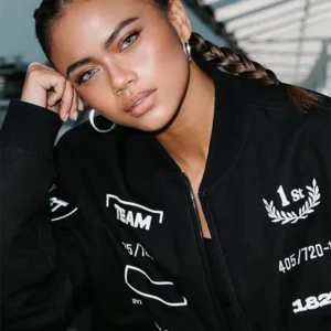 Bianca Bustamante Team Pirelli Black Bomber Jacket