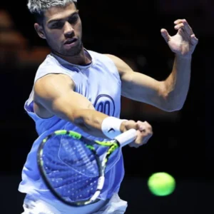 Carlos Alcaraz Six Kings Slam 2025 Blue Tank Top