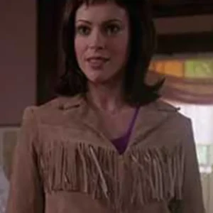 Charmed S04 Alyssa Milano Brown Fringed Suede Jacket