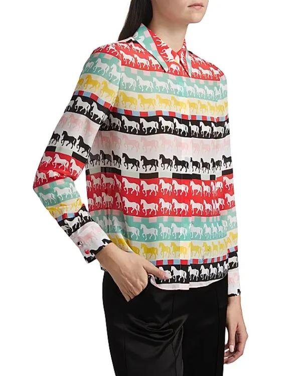 The Neighborhood S08 Beth Behrs Horse Print Striped Shirt