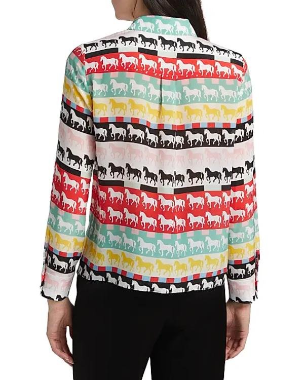The Neighborhood S08 Beth Behrs Horse Print Striped Shirt