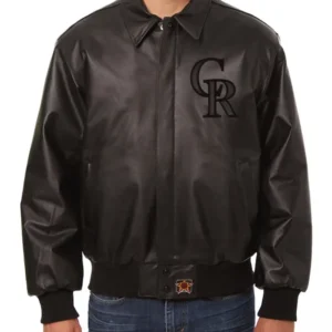 MLB Colorado Rockies Black Leather Jacket