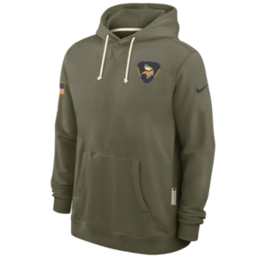 Minnesota Vikings NFL Salute to Service 2025 Olive Green Hoodie