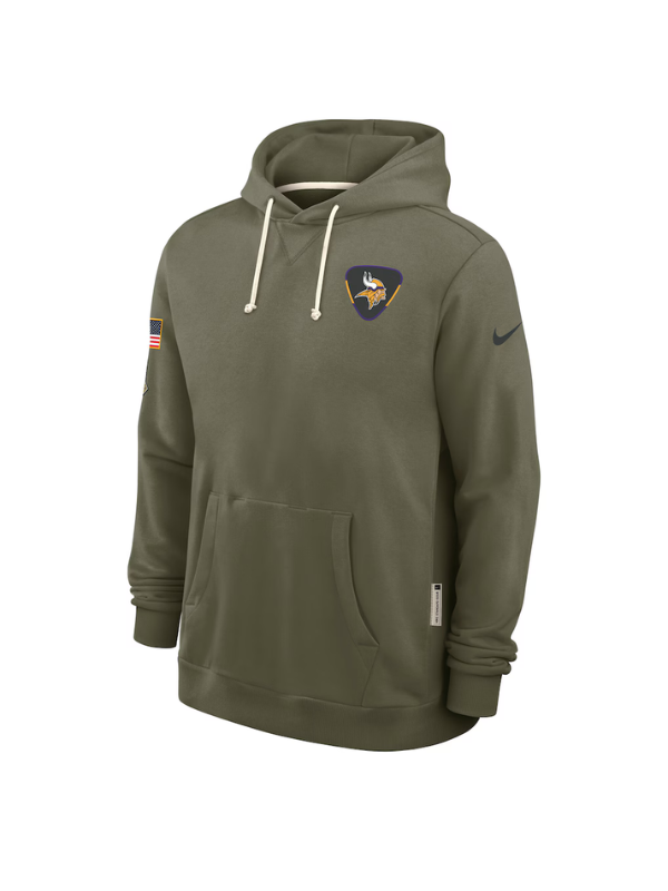 Minnesota Vikings NFL Salute to Service 2025 Olive Green Hoodie