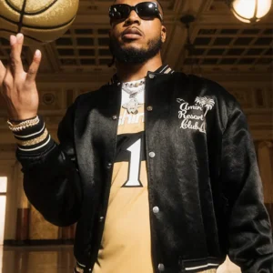 NBA Washington Wizards Cam Whitmore Black Varsity Jacket