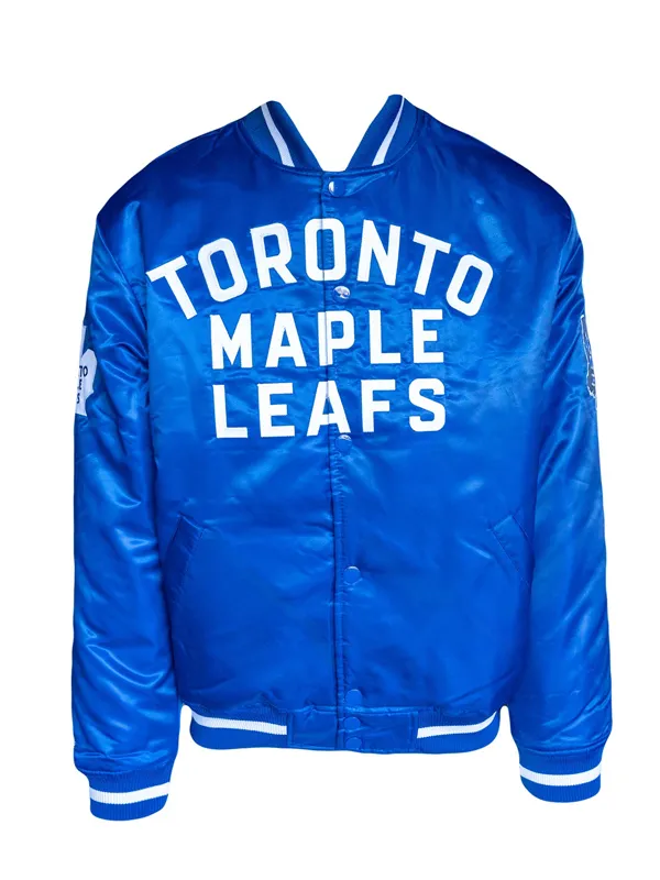 NHL Toronto Maple Leaf Blue Satin Varsity Jacket