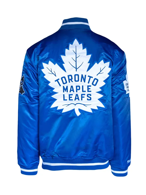 NHL Toronto Maple Leaf Blue Satin Varsity Jacket