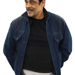 One Battle After Another Benicio Del Toro Blue Denim Jacket
