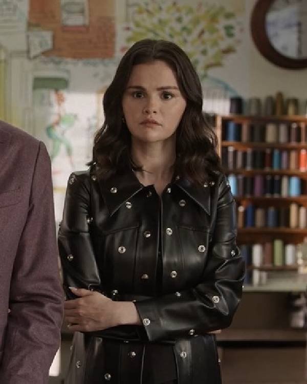 Only Murders in the Building S05 Selena Gomez Black Grommet Coat