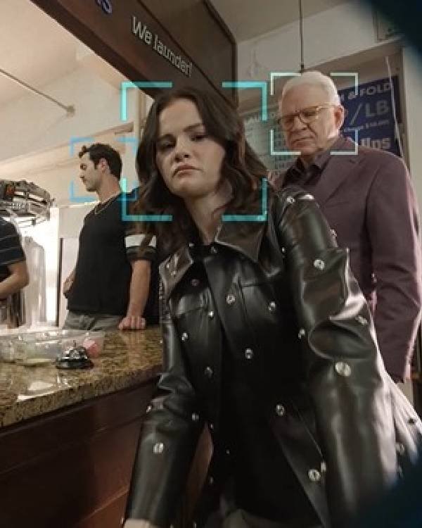 Only Murders in the Building S05 Selena Gomez Black Grommet Coat